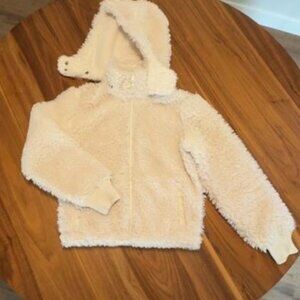 Abercrombie & Fitch Cream Sherpa Coat with Removable Hood